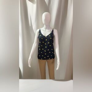 Banana Republic Navy Camisole with Yellow Floral Pattern